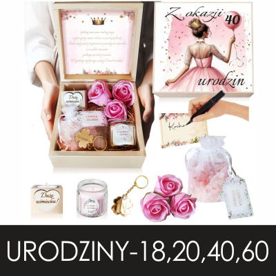 skrzynka na urodziny, zestaw prezentowy na urodziny, prezent na 30 40 18 60 urodziny
